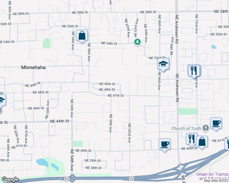 map of restaurants, bars, coffee shops, grocery stores, and more near 5907 Northeast 49th Street in Vancouver