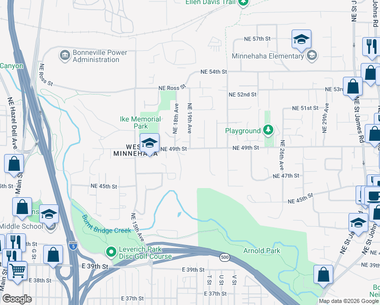 map of restaurants, bars, coffee shops, grocery stores, and more near 4901 Northeast 19th Avenue in Vancouver