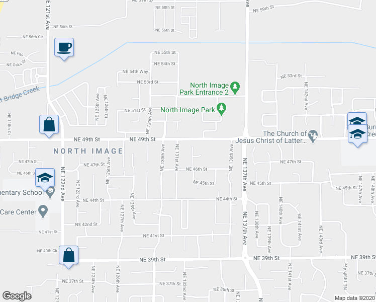 map of restaurants, bars, coffee shops, grocery stores, and more near 4806 Northeast 132nd Place in Vancouver