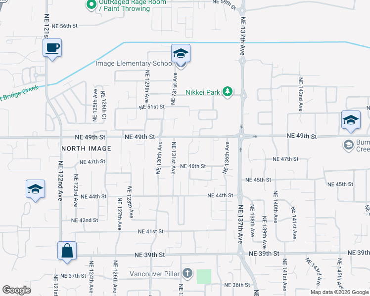map of restaurants, bars, coffee shops, grocery stores, and more near 4806 Northeast 132nd Place in Vancouver