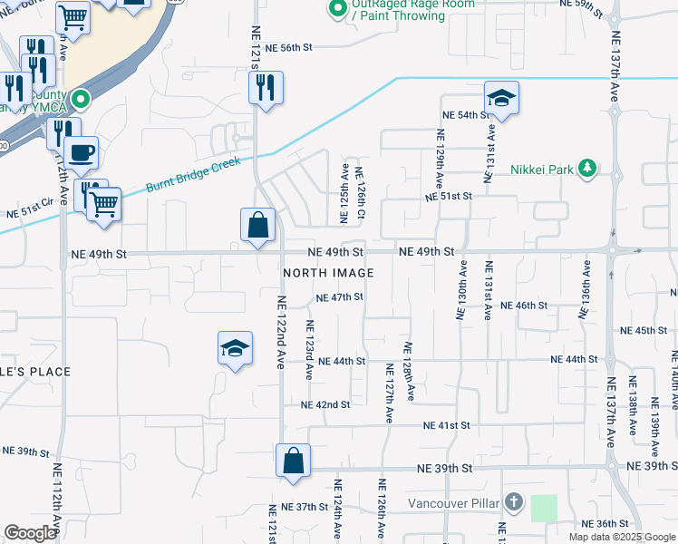 map of restaurants, bars, coffee shops, grocery stores, and more near 4799 Northeast 124th Court in Vancouver