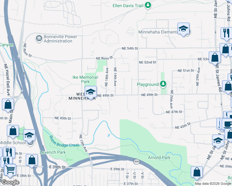 map of restaurants, bars, coffee shops, grocery stores, and more near 4901 Northeast 19th Avenue in Vancouver