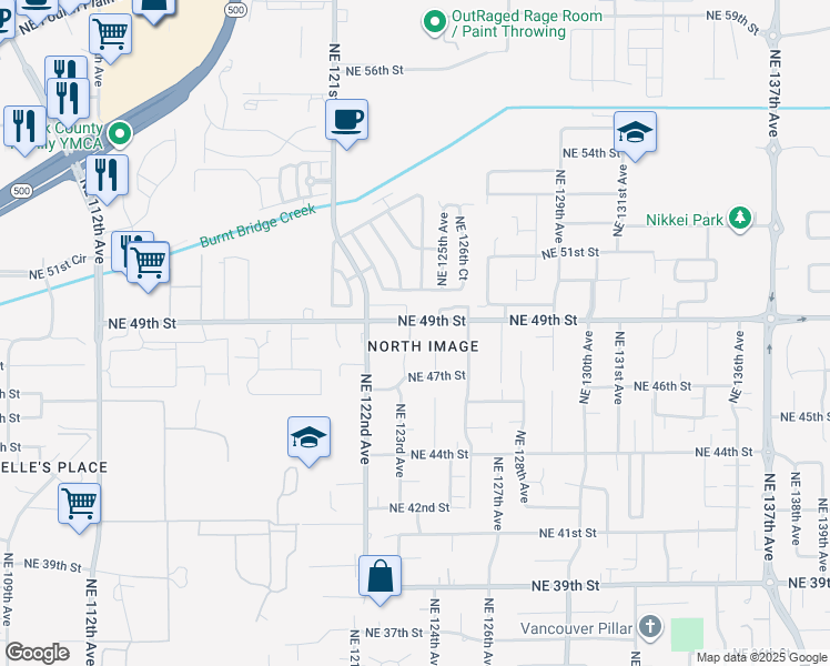 map of restaurants, bars, coffee shops, grocery stores, and more near 4817 Northeast 124th Court in Vancouver