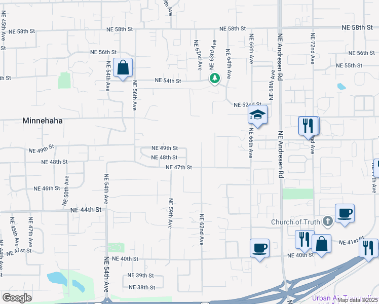 map of restaurants, bars, coffee shops, grocery stores, and more near 4813 Northeast 60th Avenue in Vancouver
