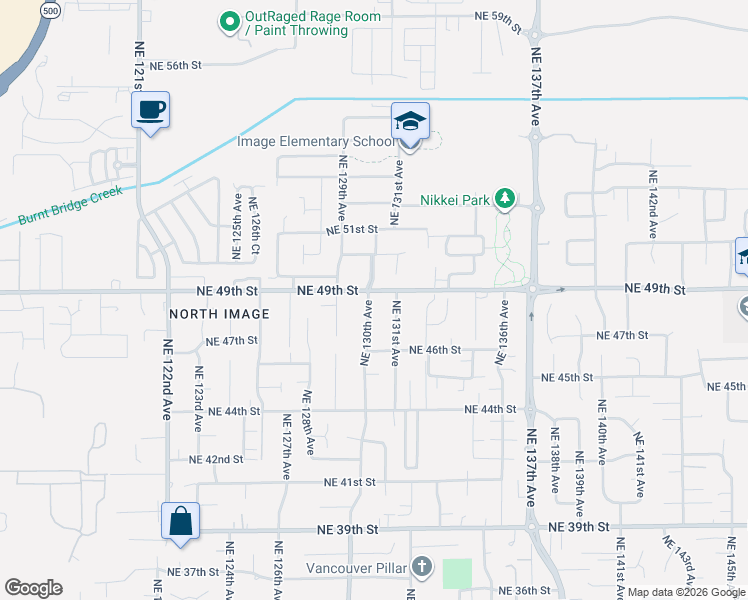 map of restaurants, bars, coffee shops, grocery stores, and more near 4814 Northeast 130th Avenue in Vancouver