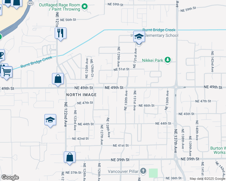map of restaurants, bars, coffee shops, grocery stores, and more near 4810 Northeast 129th Avenue in Vancouver