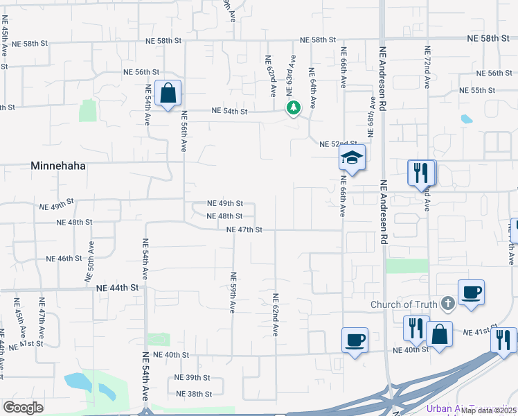 map of restaurants, bars, coffee shops, grocery stores, and more near 4813 Northeast 60th Avenue in Vancouver