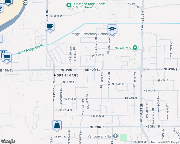 map of restaurants, bars, coffee shops, grocery stores, and more near 4810 Northeast 129th Avenue in Vancouver