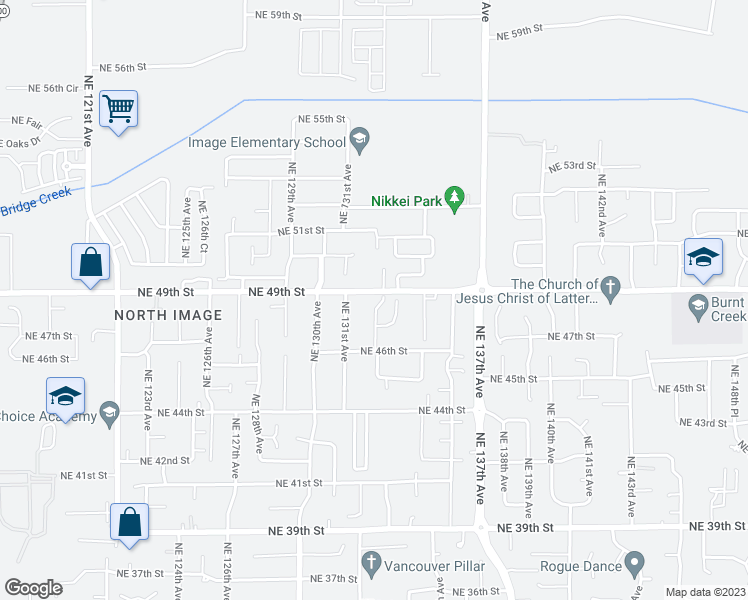map of restaurants, bars, coffee shops, grocery stores, and more near 4806 Northeast 132nd Place in Vancouver