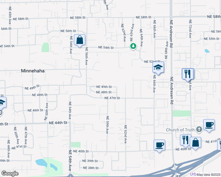 map of restaurants, bars, coffee shops, grocery stores, and more near 5923 Northeast 49th Street in Vancouver