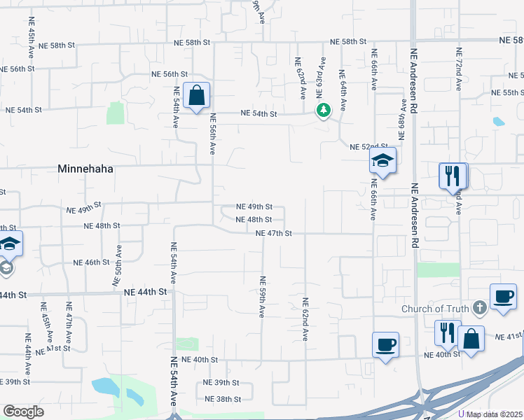 map of restaurants, bars, coffee shops, grocery stores, and more near 5907 Northeast 49th Street in Vancouver