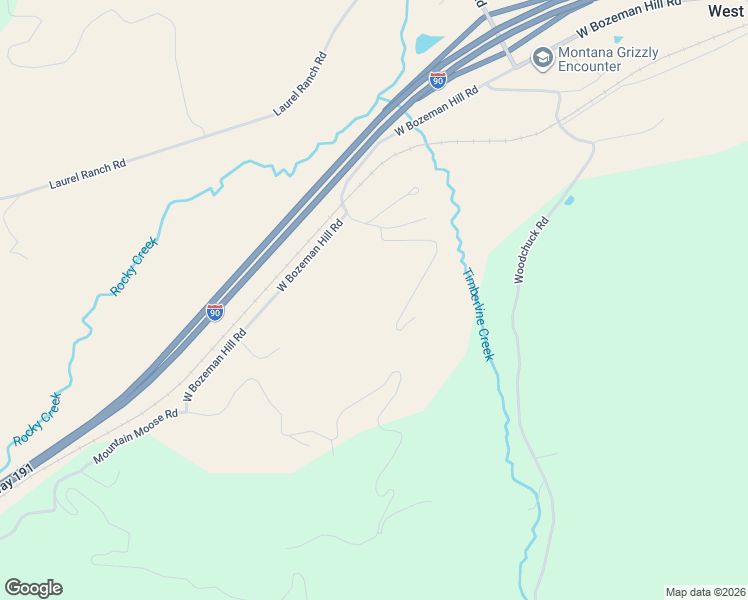 map of restaurants, bars, coffee shops, grocery stores, and more near 25 Timberline Creek Drive in Bozeman