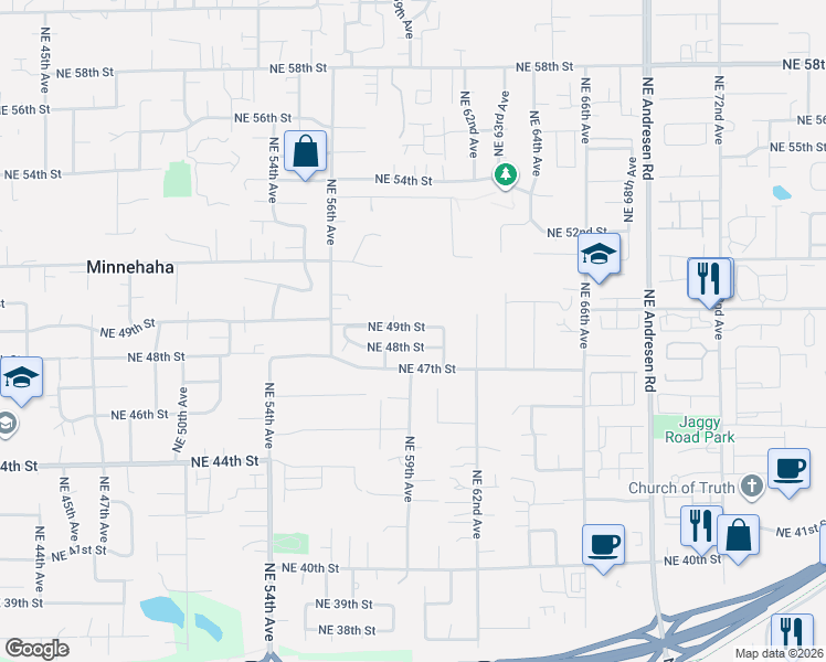 map of restaurants, bars, coffee shops, grocery stores, and more near 5907 Northeast 49th Street in Vancouver