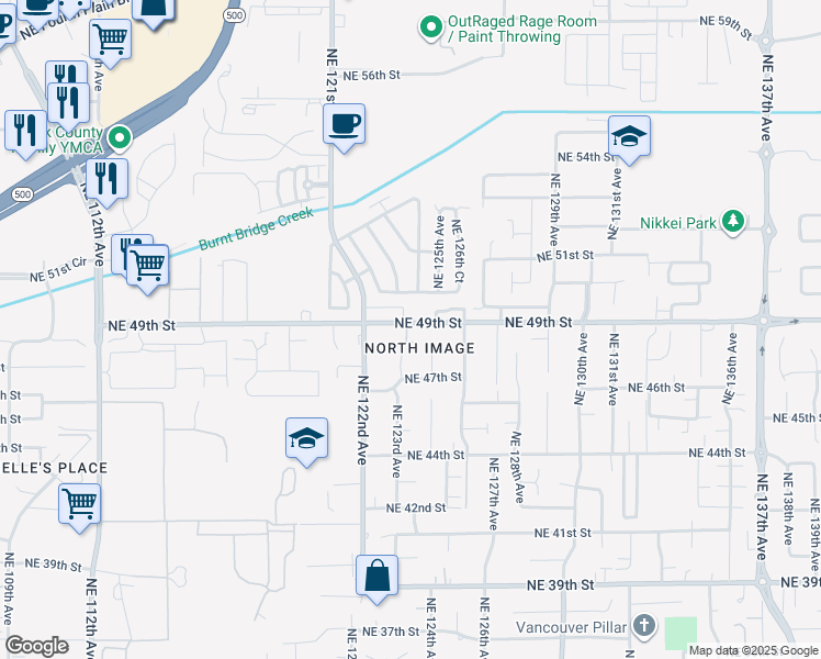 map of restaurants, bars, coffee shops, grocery stores, and more near 4825 Northeast 124th Court in Vancouver