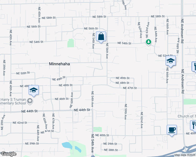 map of restaurants, bars, coffee shops, grocery stores, and more near 5409 Northeast 49th Street in Vancouver