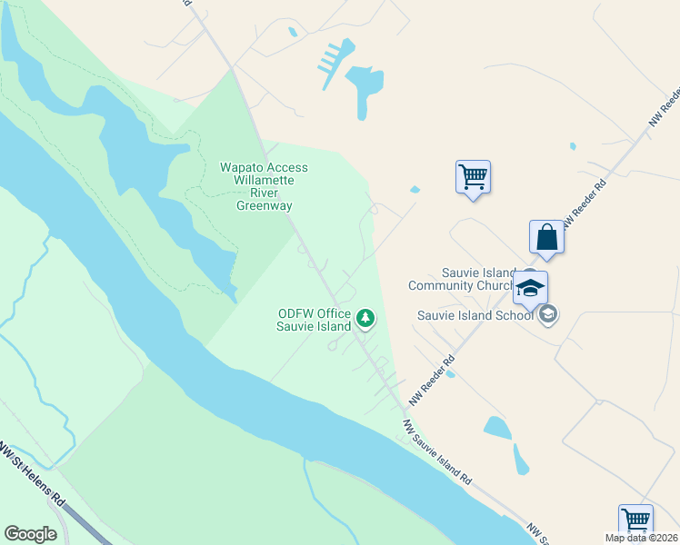 map of restaurants, bars, coffee shops, grocery stores, and more near 18520 Northwest Sauvie Island Road in Portland
