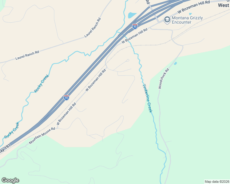 map of restaurants, bars, coffee shops, grocery stores, and more near 25 Timberline Creek Drive in Bozeman