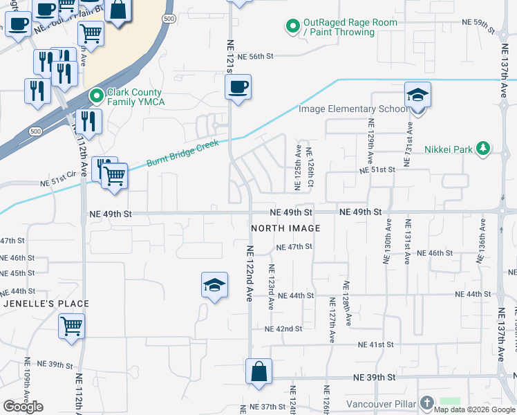 map of restaurants, bars, coffee shops, grocery stores, and more near 4905 Northeast 122nd Avenue in Vancouver