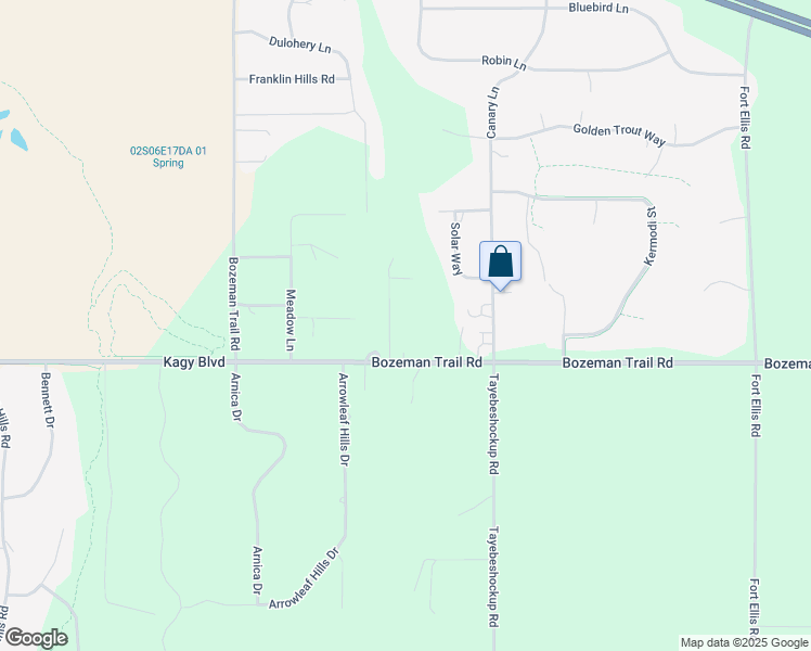 map of restaurants, bars, coffee shops, grocery stores, and more near 1371 Bozeman Trail Road in Bozeman