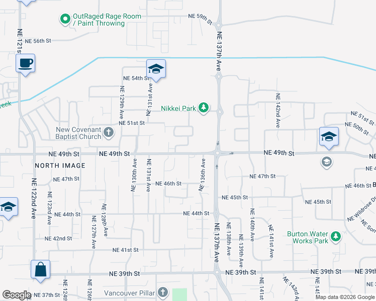 map of restaurants, bars, coffee shops, grocery stores, and more near 13407 Northeast 49th Street in Vancouver