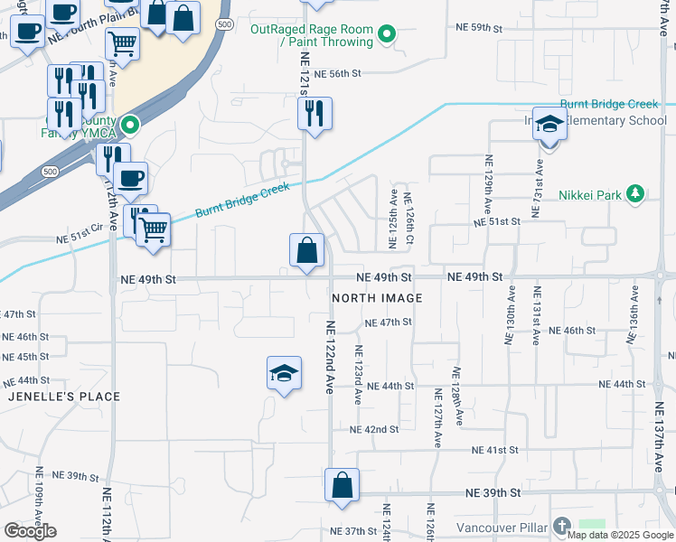 map of restaurants, bars, coffee shops, grocery stores, and more near 4805 Northeast 122nd Avenue in Vancouver
