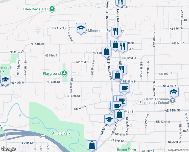 map of restaurants, bars, coffee shops, grocery stores, and more near 3000 Northeast 49th Street in Vancouver