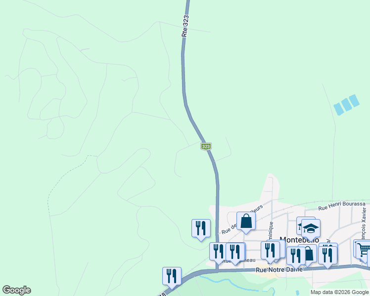map of restaurants, bars, coffee shops, grocery stores, and more near Chemin le Roy in Montebello