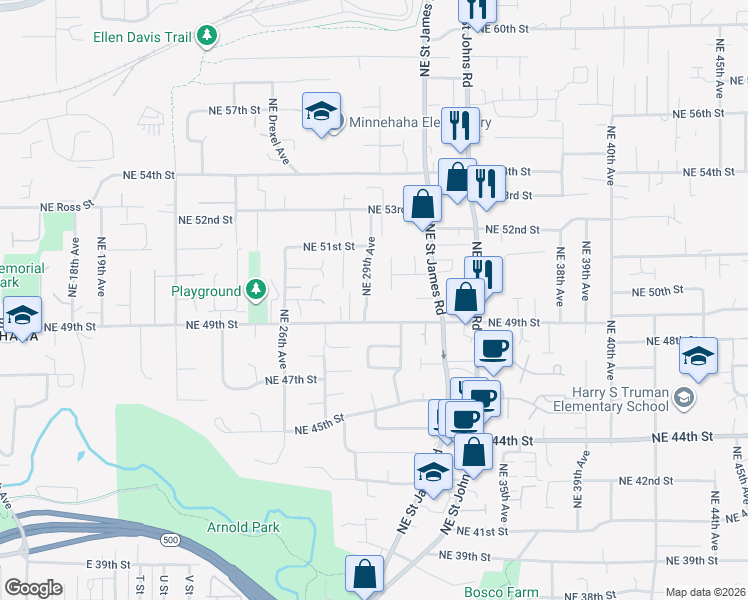map of restaurants, bars, coffee shops, grocery stores, and more near 3000 Northeast 49th Street in Vancouver