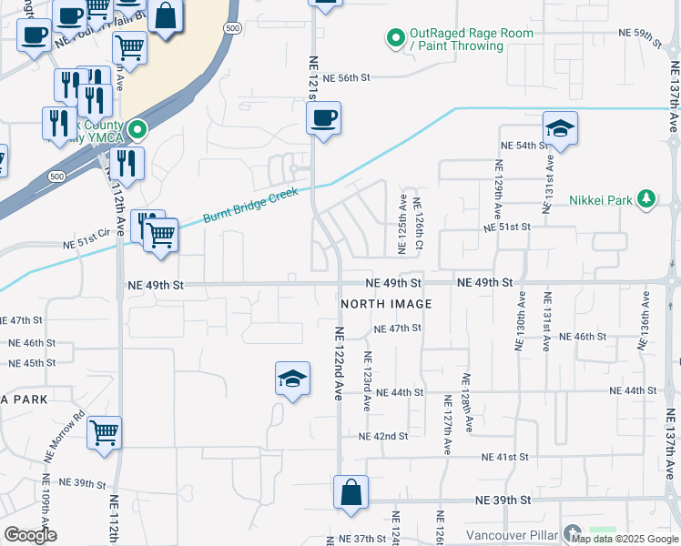 map of restaurants, bars, coffee shops, grocery stores, and more near 4805 Northeast 122nd Avenue in Vancouver