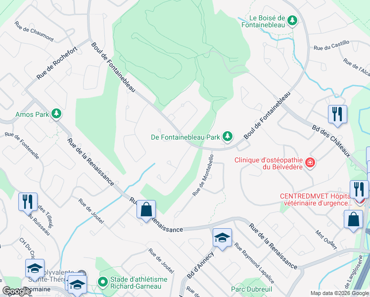 map of restaurants, bars, coffee shops, grocery stores, and more near 3 Rue de Cheverny in Blainville