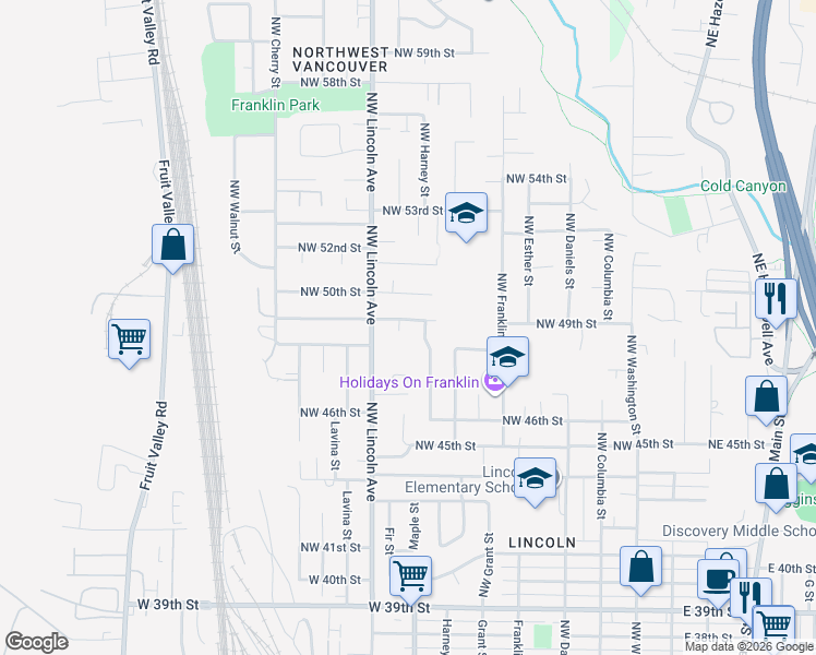map of restaurants, bars, coffee shops, grocery stores, and more near 909 Northwest 49th Street in Vancouver