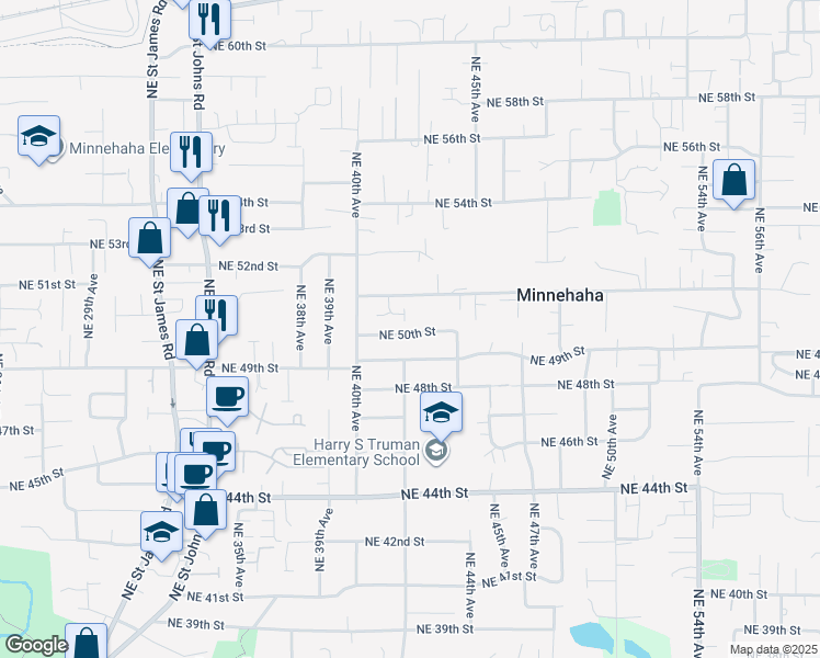 map of restaurants, bars, coffee shops, grocery stores, and more near 4202 Northeast 50th Street in Vancouver