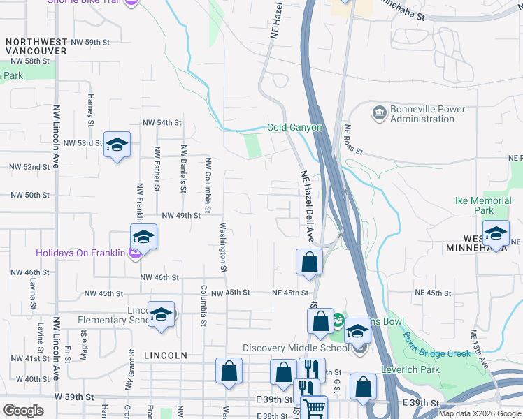 map of restaurants, bars, coffee shops, grocery stores, and more near 4913 Northwest 1st Avenue in Vancouver