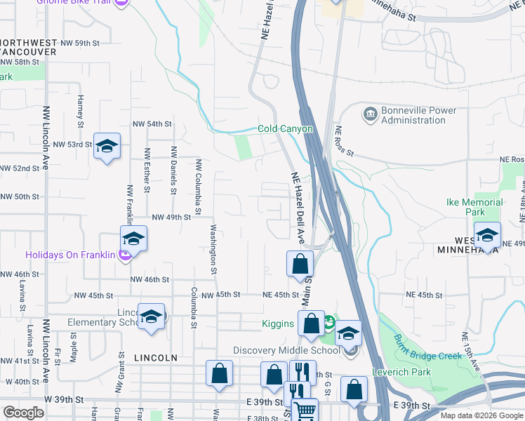 map of restaurants, bars, coffee shops, grocery stores, and more near 4913 Northwest 1st Avenue in Vancouver