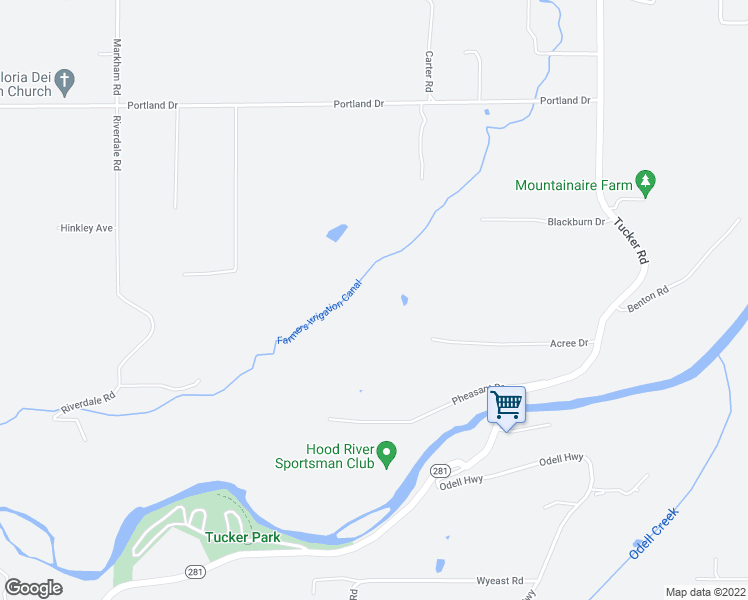 map of restaurants, bars, coffee shops, grocery stores, and more near 3990 Acree Drive in Hood River