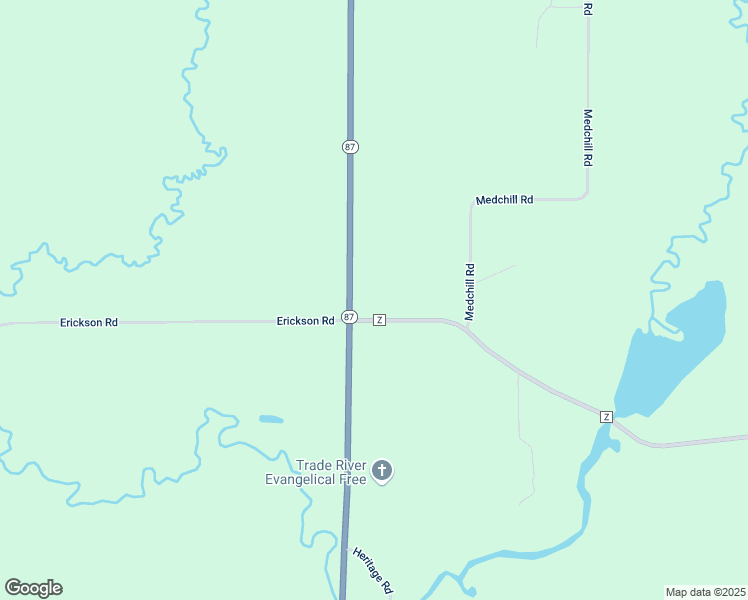map of restaurants, bars, coffee shops, grocery stores, and more near 20430 Wisconsin 87 in Grantsburg