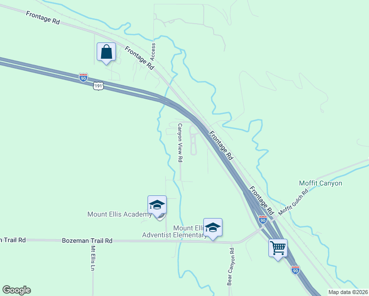 map of restaurants, bars, coffee shops, grocery stores, and more near 675 Canyon View Road in Bozeman