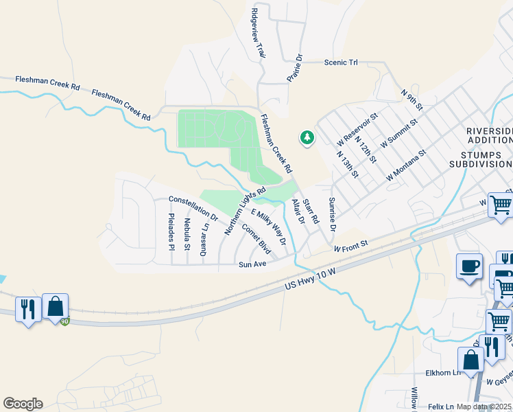 map of restaurants, bars, coffee shops, grocery stores, and more near 622 East Milky Way Drive in Livingston