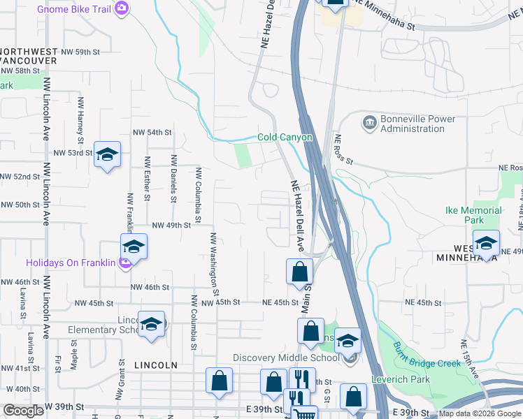 map of restaurants, bars, coffee shops, grocery stores, and more near 4913 Northwest 1st Avenue in Vancouver