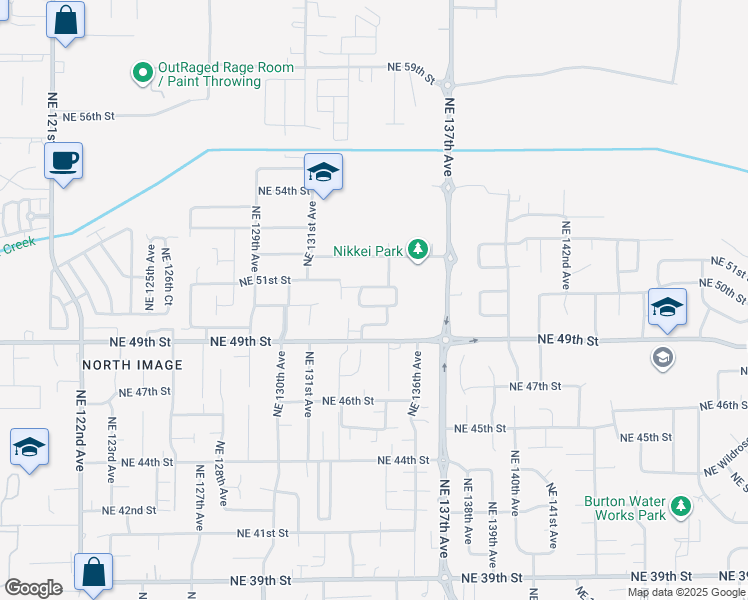 map of restaurants, bars, coffee shops, grocery stores, and more near 13316 Northeast 50th Way in Vancouver