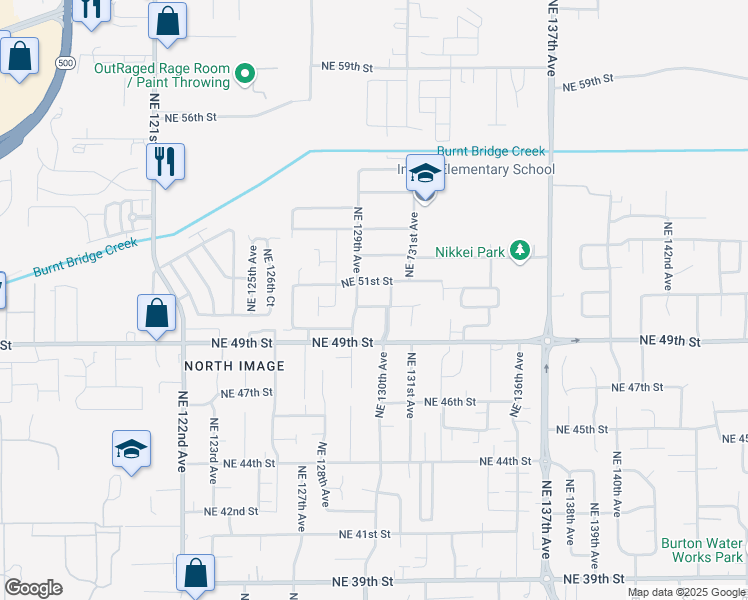 map of restaurants, bars, coffee shops, grocery stores, and more near 12910 Northeast 50th Street in Vancouver