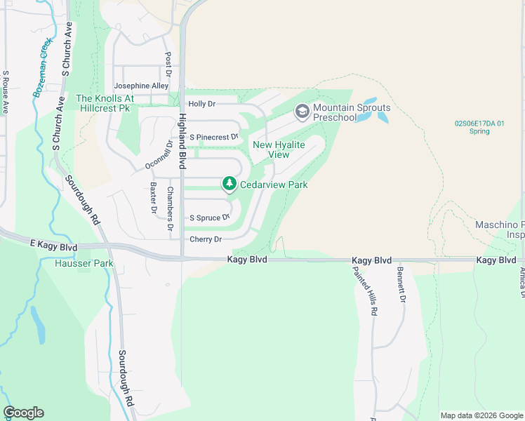 map of restaurants, bars, coffee shops, grocery stores, and more near 1320 Cherry Dr in Bozeman