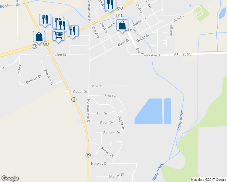 map of restaurants, bars, coffee shops, grocery stores, and more near 281 Oak Drive in Foley