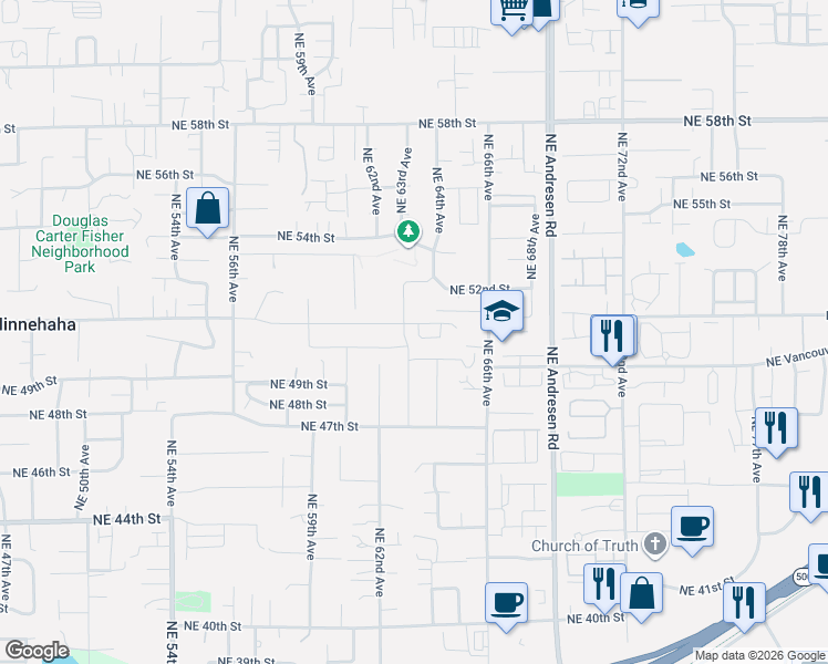 map of restaurants, bars, coffee shops, grocery stores, and more near 5005 Northeast 63rd Avenue in Vancouver