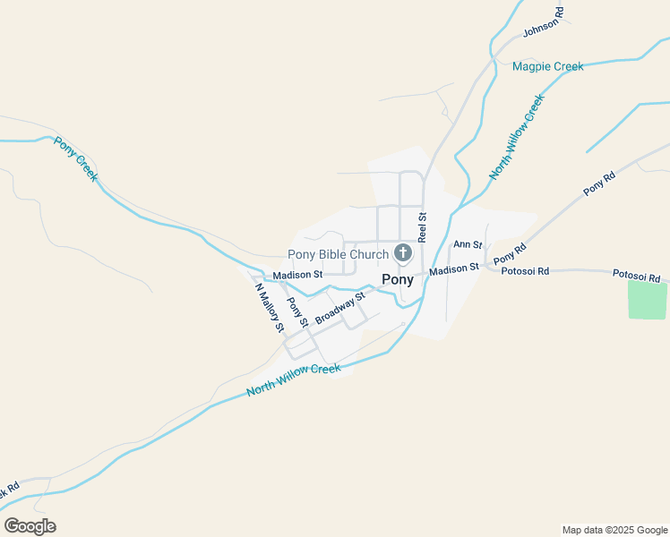 map of restaurants, bars, coffee shops, grocery stores, and more near Quartz Street in Pony