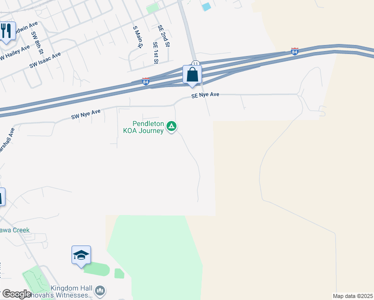 map of restaurants, bars, coffee shops, grocery stores, and more near 1422 Southeast 3rd Street in Pendleton