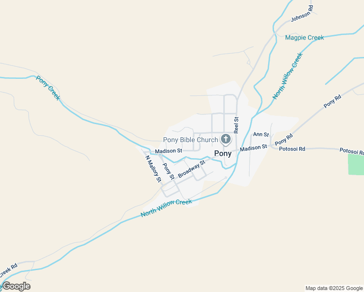 map of restaurants, bars, coffee shops, grocery stores, and more near Quartz Street in Pony