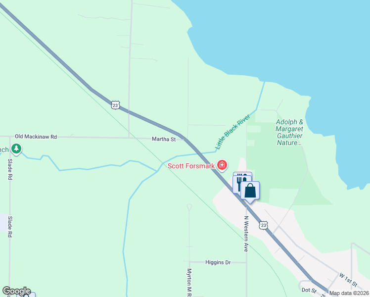 map of restaurants, bars, coffee shops, grocery stores, and more near 1393 Mackinaw Avenue in Cheboygan