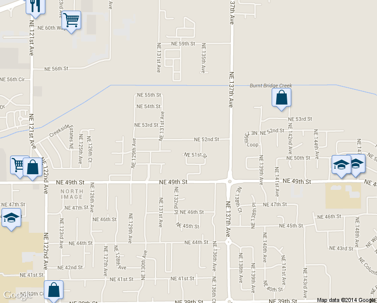 map of restaurants, bars, coffee shops, grocery stores, and more near 13316 Northeast 50th Way in Vancouver