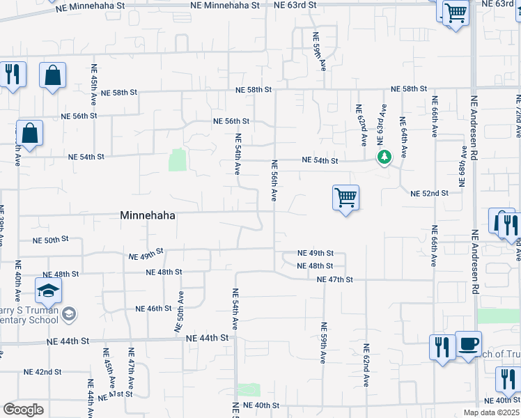 map of restaurants, bars, coffee shops, grocery stores, and more near 5412 Northeast Chateau Drive in Vancouver